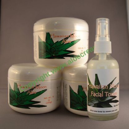 Three Hawaiian Moon 9oz jars and a free Hawaiian Moon Facial Toner